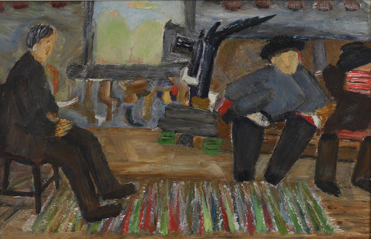 Mid Century Interior Oil Painting From Sweden