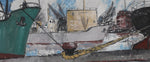 Original Vintage Oil Painting Of Harbor By T Koos Sweden