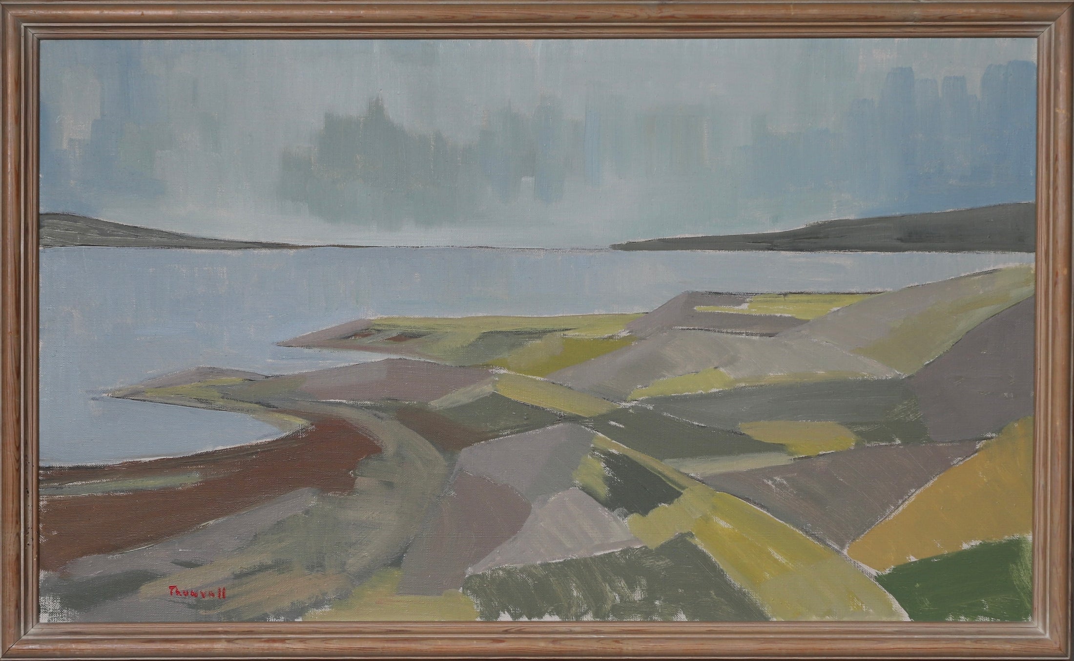 Mid Century Vintage Art Coastal Oil Painting from Sweden