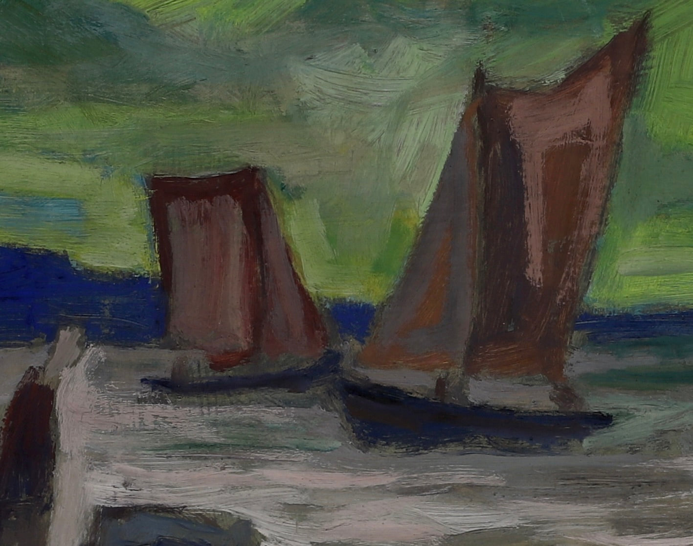 Mid Century Original Sailboat Oil Painting From Sweden