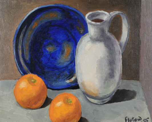 Mid Century Original Still Life Oil Painting From Sweden