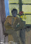 Mid Century Original Figure Oil Painting By G Persson Sweden 1949