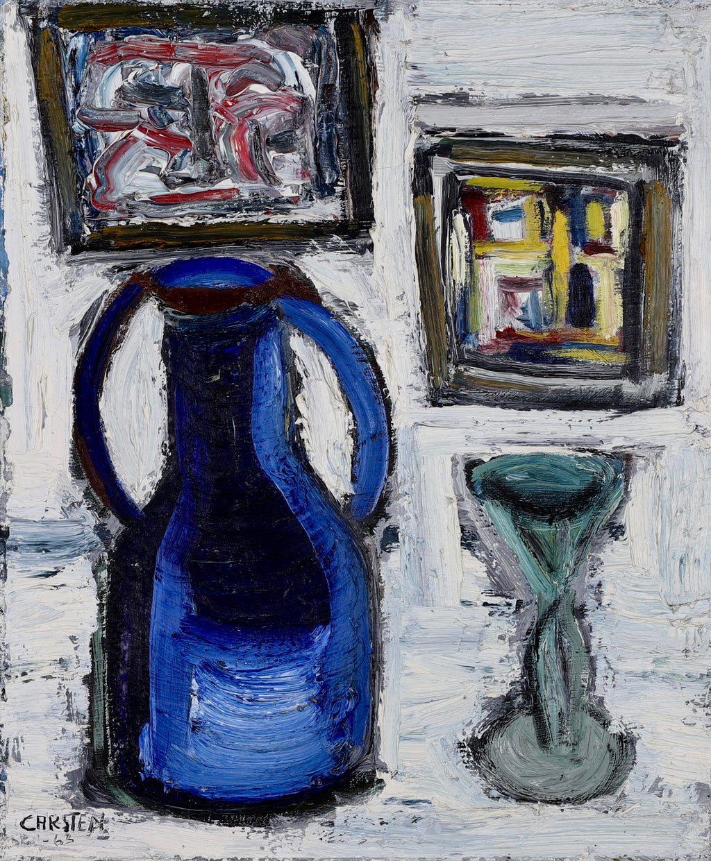 Mid Century Original Still Life Oil Painting from Sweden 1963