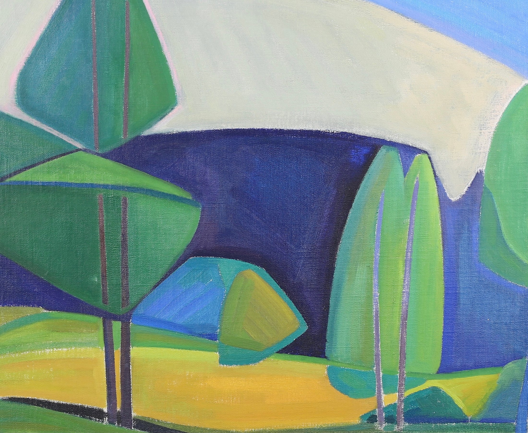 Mid Century Vintage Landscape Oil Painting From Sweden By Alexander