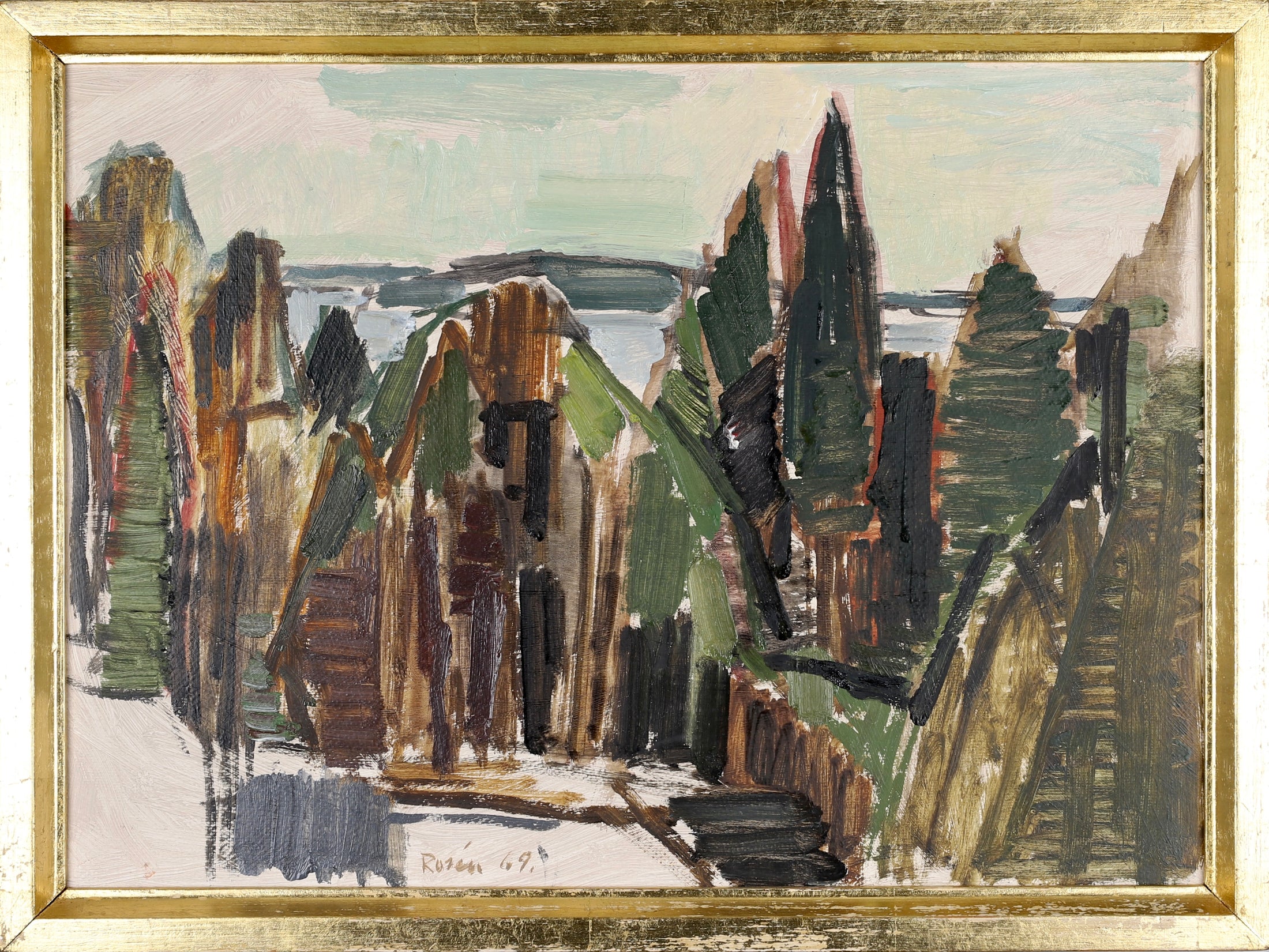 Vintage Mid Century Landscape By Sven Olof Rosén Sweden 1969