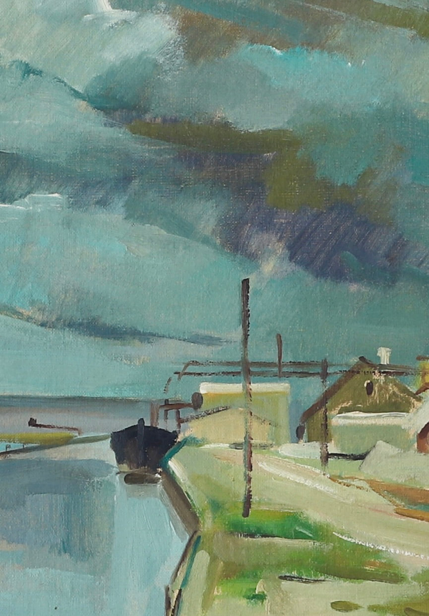 Mid Century Original Landscape Oil Painting From Sweden