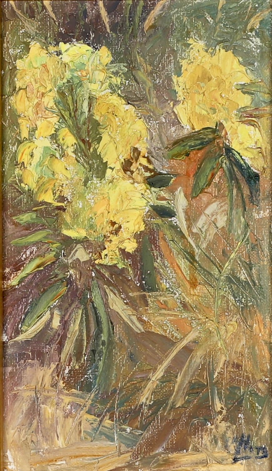 Swedish Vintage Art Floral Oil Painting