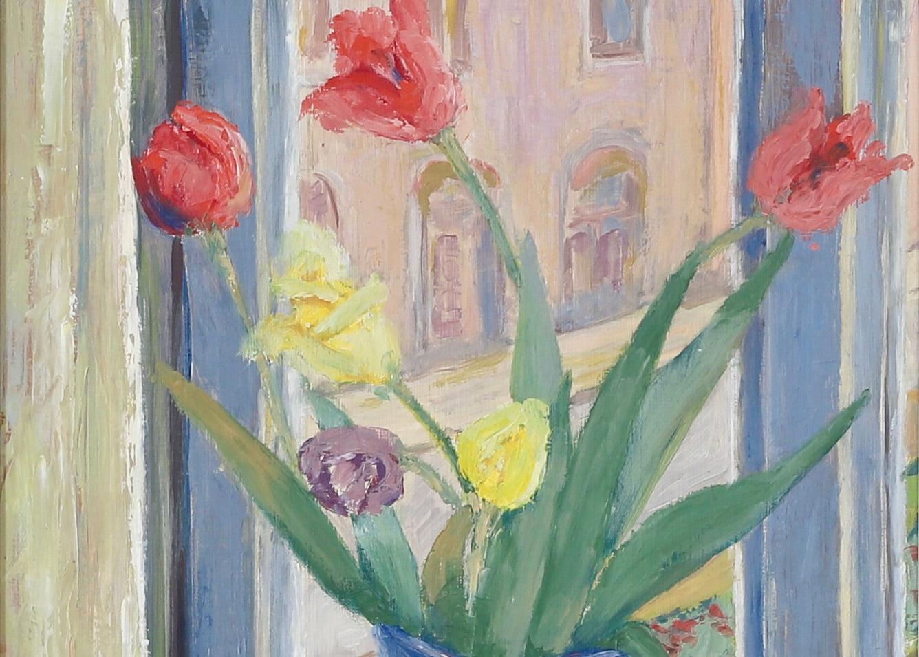 Vintage Art Still Life Mid Century Oil Painting From Sweden