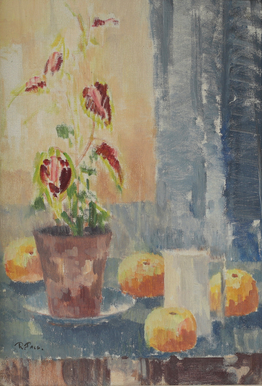 Original Vintage Still Life Oil Painting from Sweden By Ragnar Falk