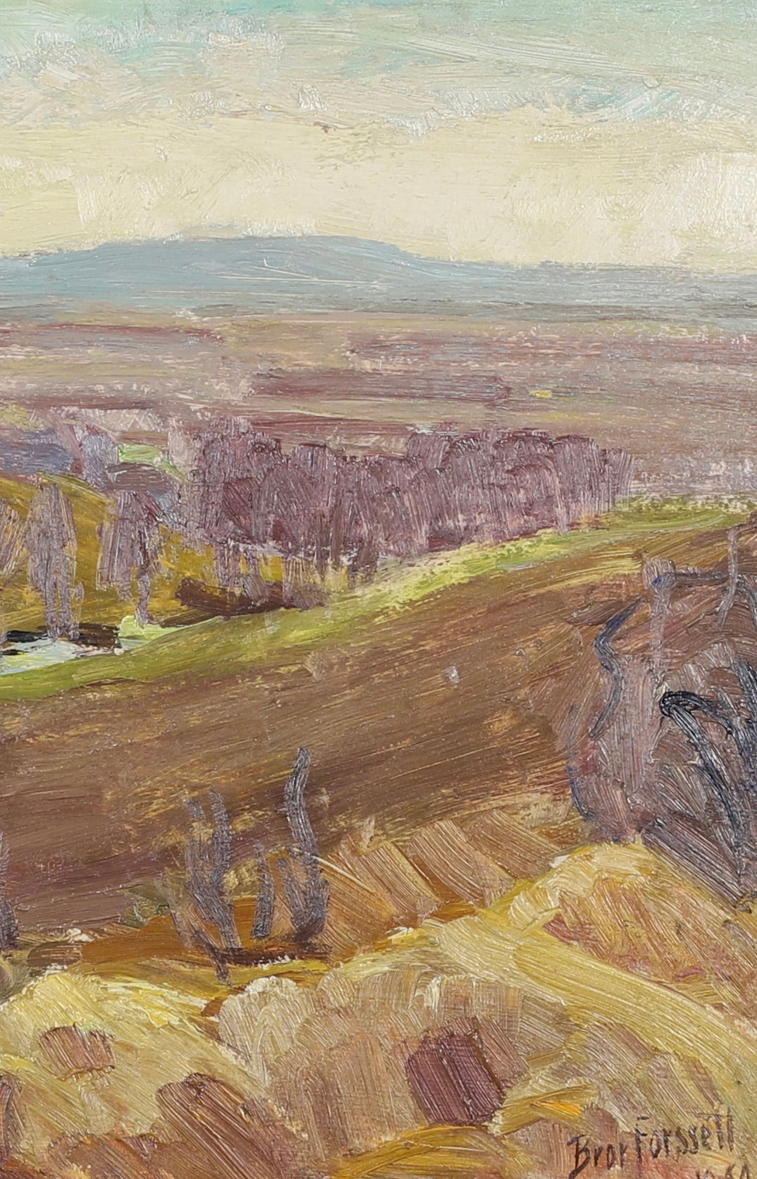 Mid Century Original Landscape Oil Painting From Sweden by B Forsell 1944