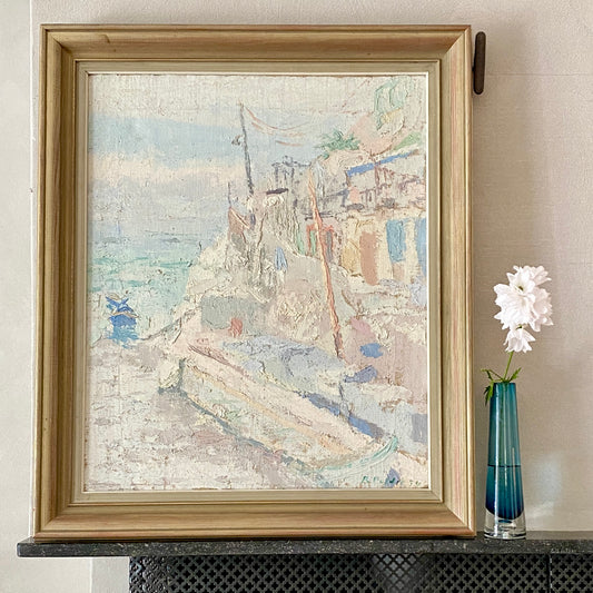 Mid Century Original Coastal Oil Painting From Sweden