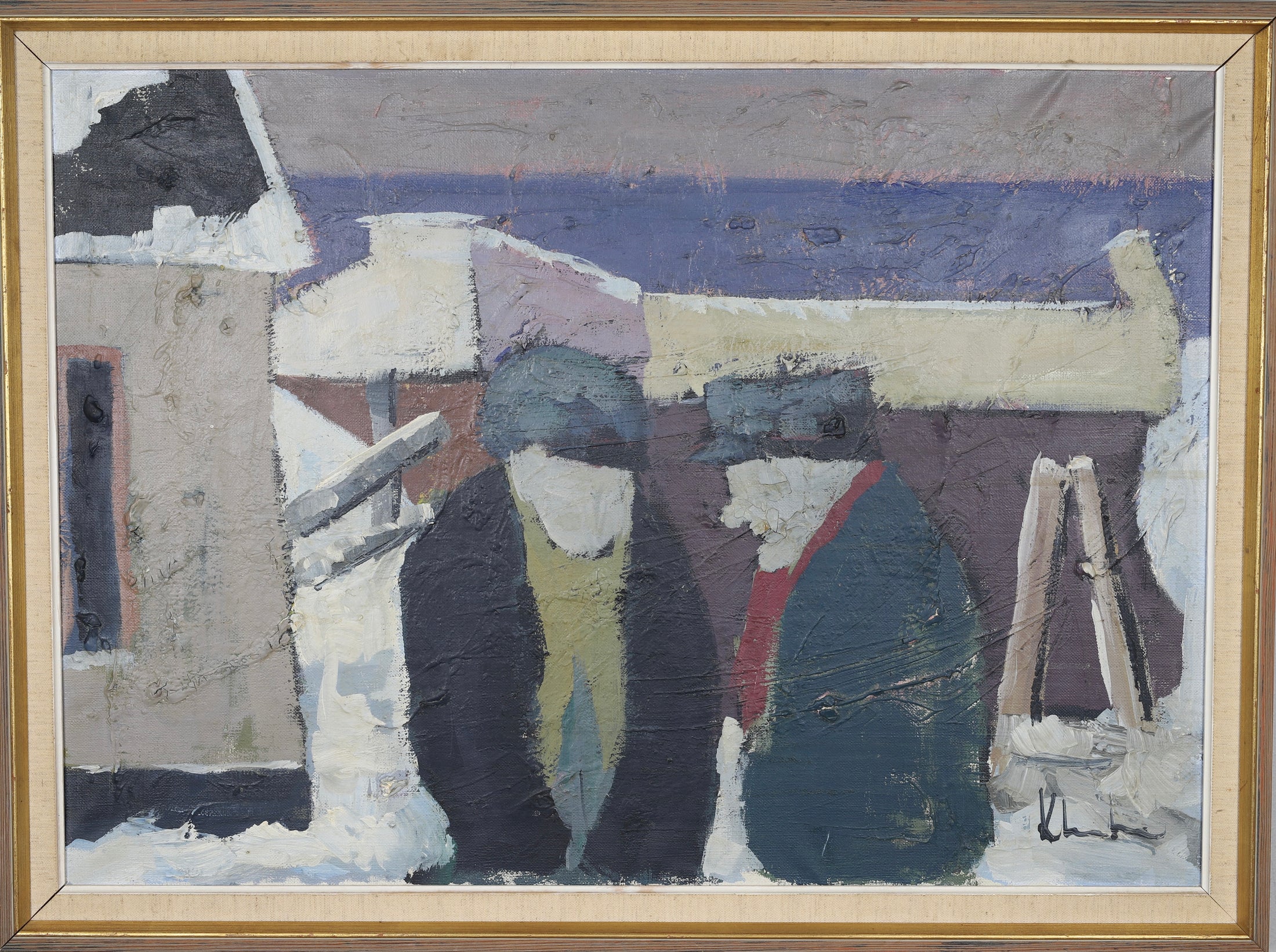 Mid Century Original Oil Painting From Sweden by K Christensen
