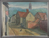Oil Painting Vintage Mid Century Cityscape with Animal From Sweden