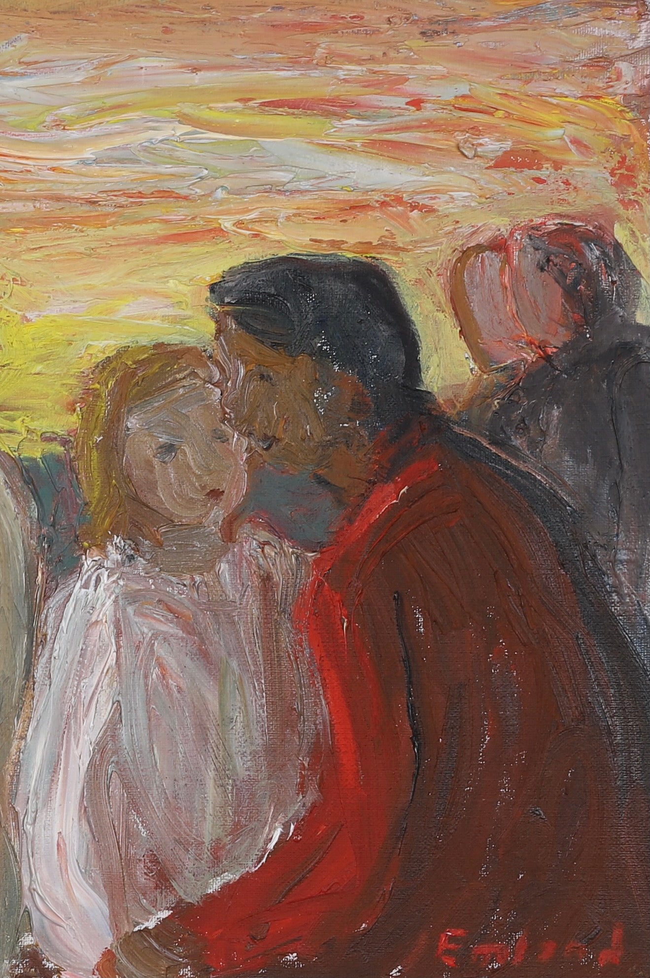 Vintage Mid Century Expressionist Oil Painting Signed Emland from Sweden