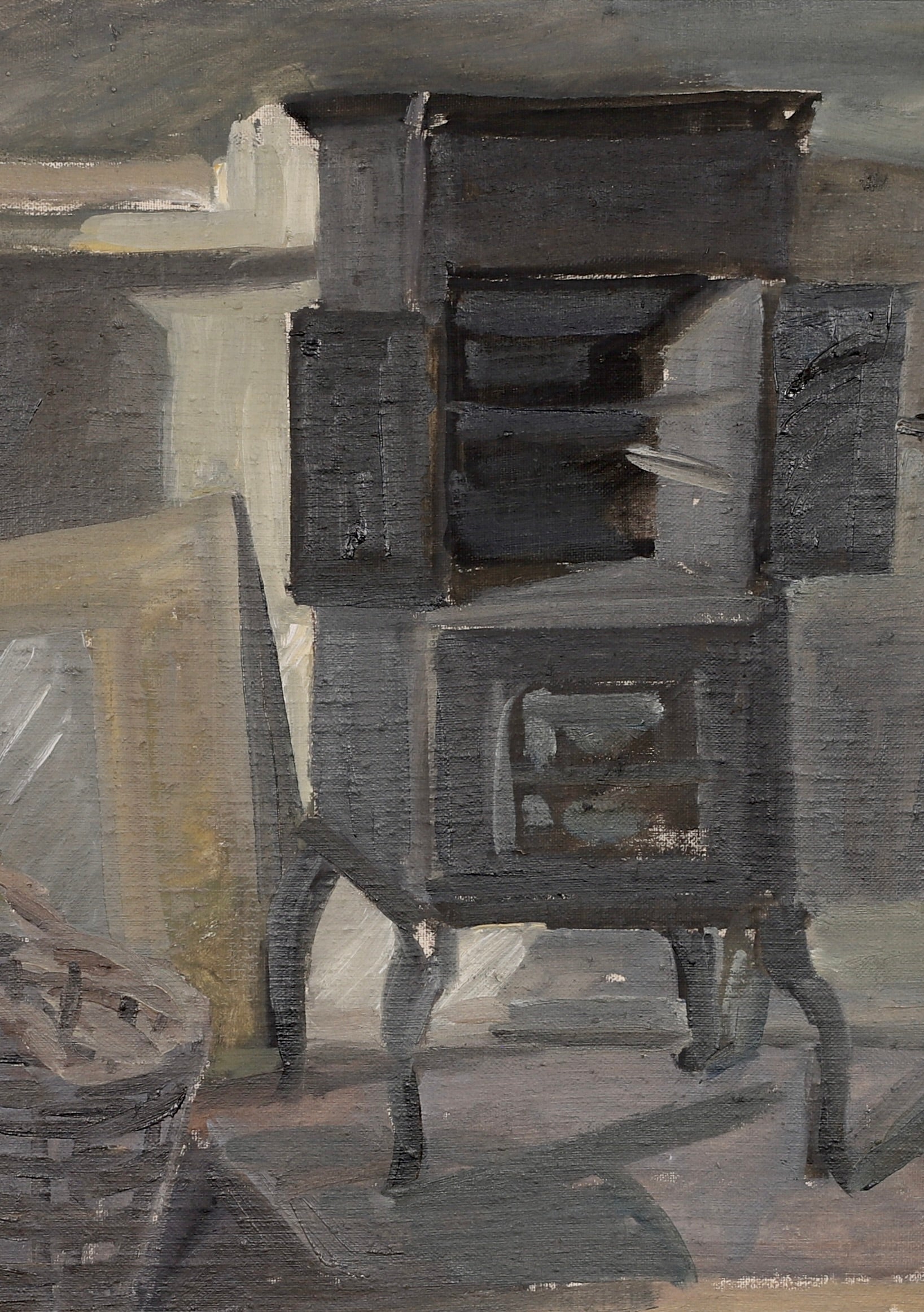 Mid Century Interior Oil Painting From Sweden by S Reinfeldt
