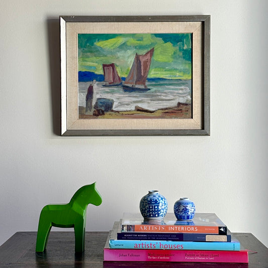 Mid Century Original Sailboat Oil Painting From Sweden