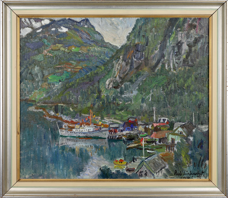 Mid Century Original Oil Painting From Sweden by R Lindquist