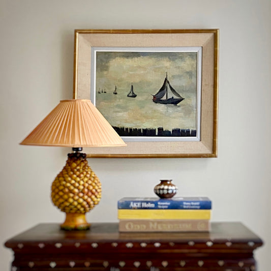 Mid Century Original Sailboat Oil Painting From Sweden