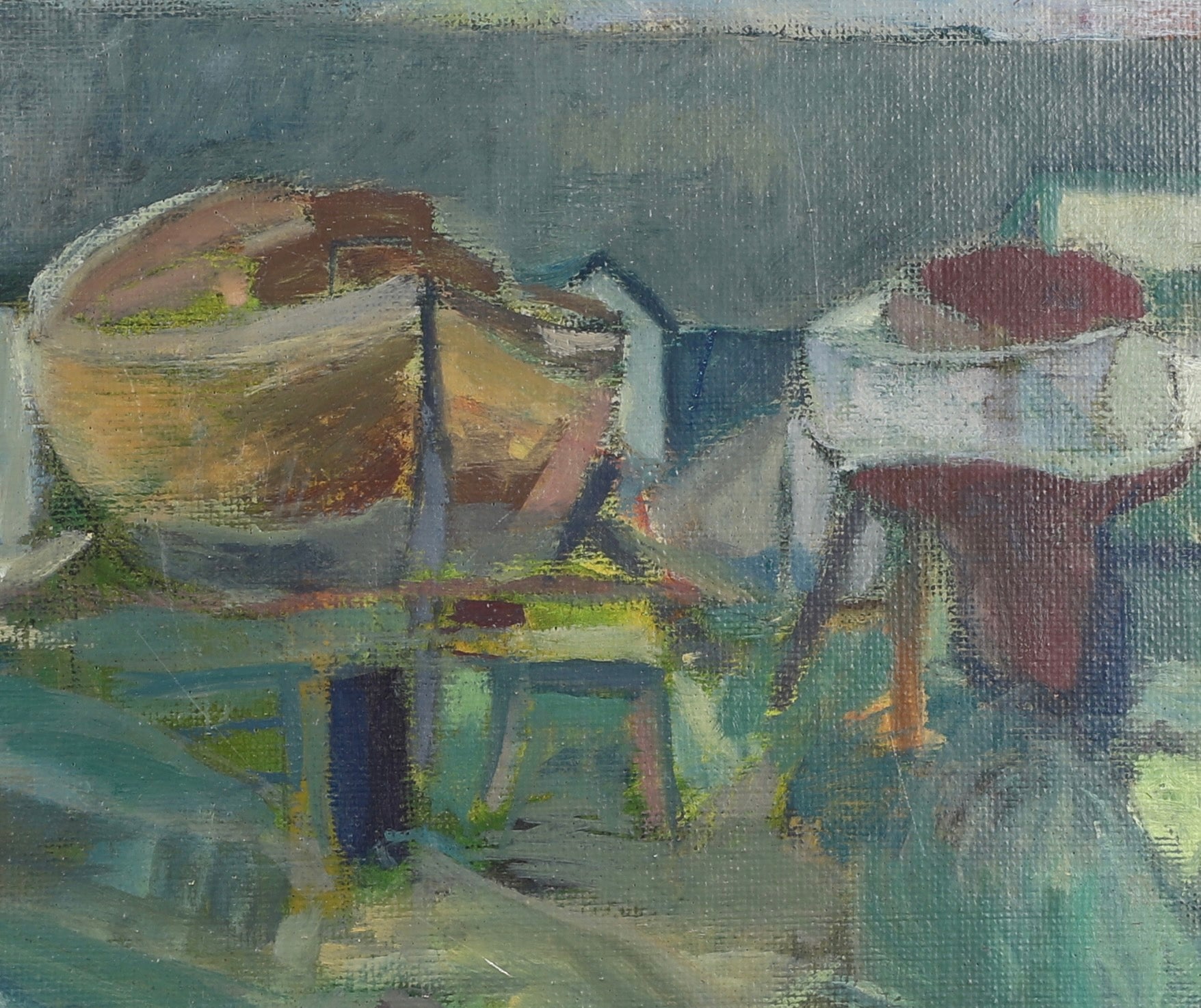 Original Vintage Art Room Mid Century Oil Painting from Sweden