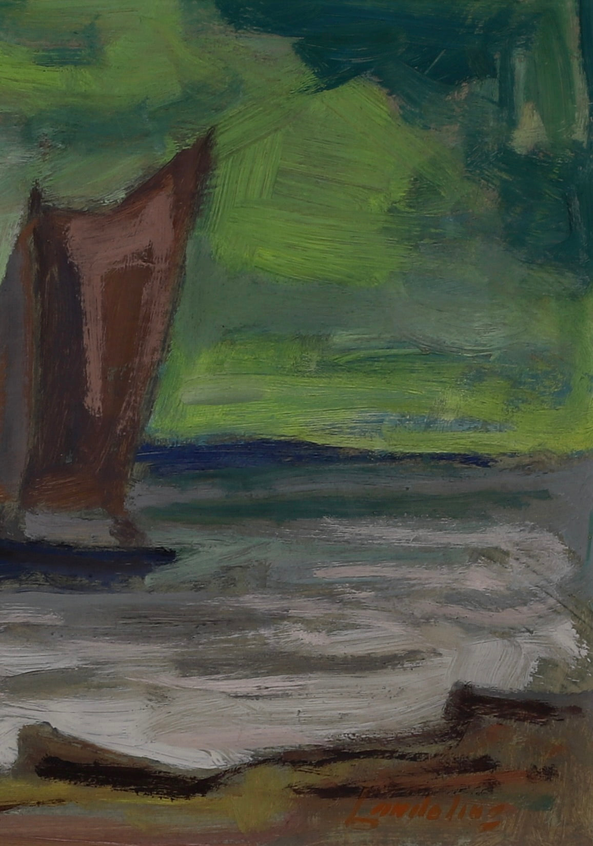 Mid Century Original Sailboat Oil Painting From Sweden