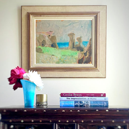 Vintage Art Room Mid Century Original Oil Painting from Sweden by I Morsing