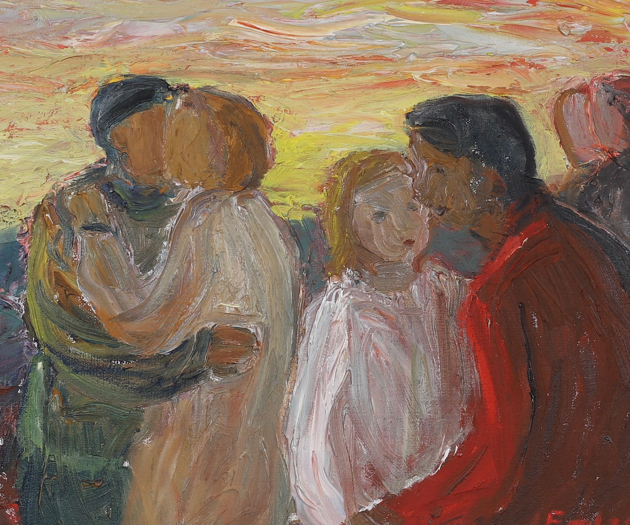 Vintage Mid Century Expressionist Oil Painting Signed Emland from Sweden