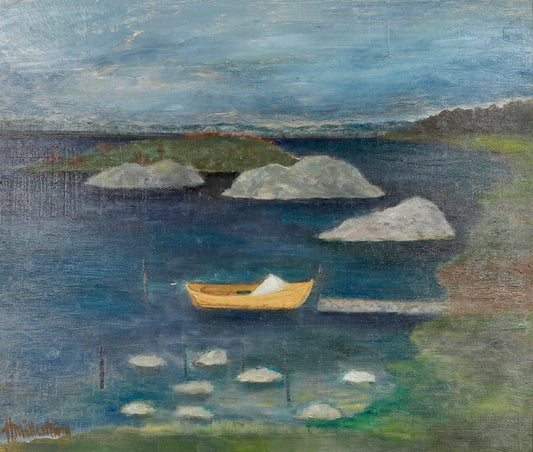 Vintage Art Room Mid Century Original Oil Painting from Sweden