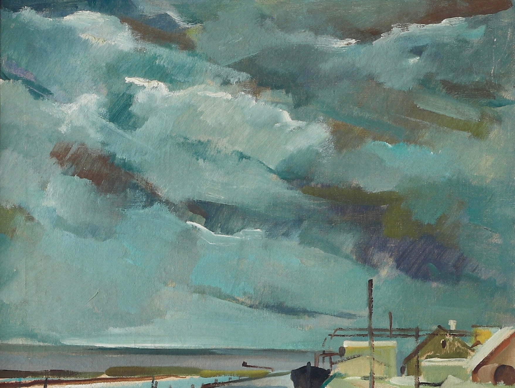 Mid Century Original Landscape Oil Painting From Sweden