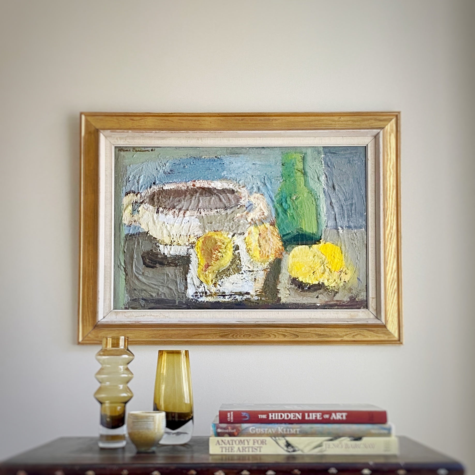 Vintage Art Still Life Mid Century Oil Painting From Sweden 1960