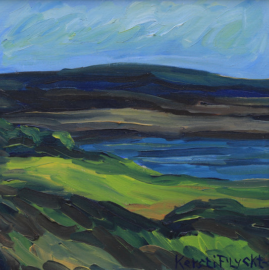 Mid Century Vintage Landscape Oil Painting By Kersti Flyckt Sweden