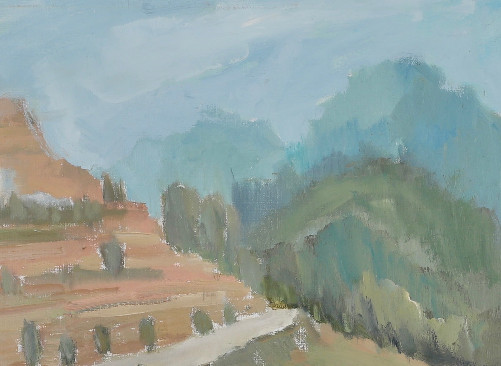 Vintage Art Sweden Mid Century Landscape Oil Painting