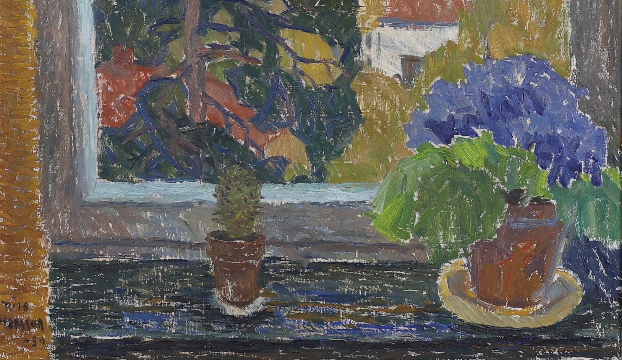 Vintage Mid Century Oil Painting From Sweden by N Hansson 1950