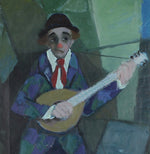 Mid Century Original Clown Oil Painting From Sweden