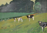 Mid Century Oil Painting Calves from Sweden