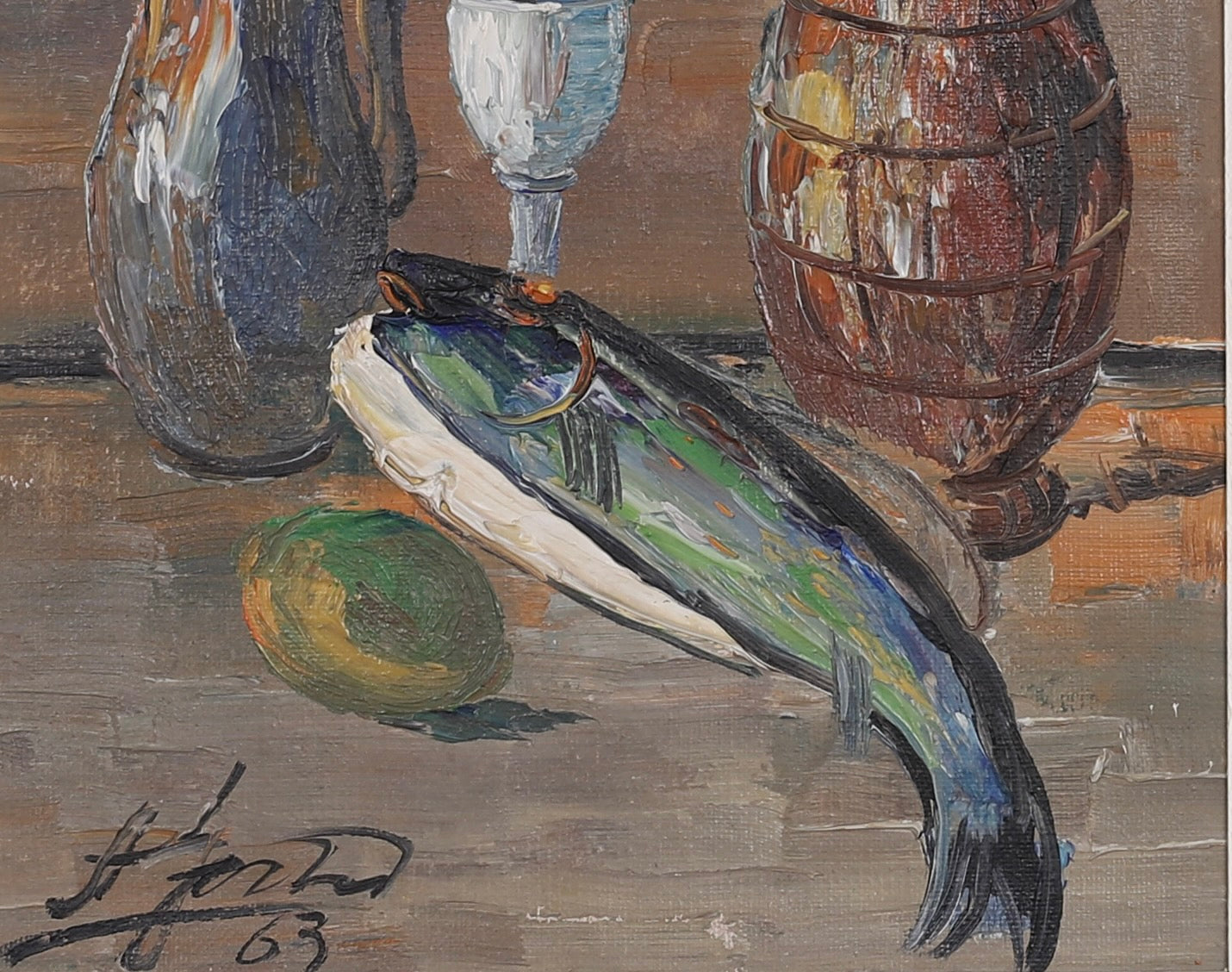 Vintage Mid Century Oil Painting From 1963 from Sweden