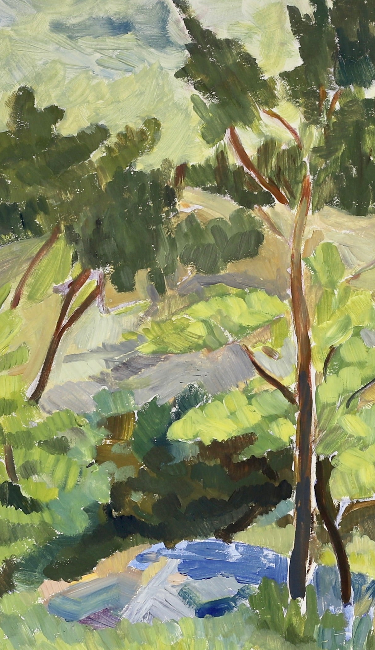 Colorful Swedish Vintage Original Landscape Oil Painting