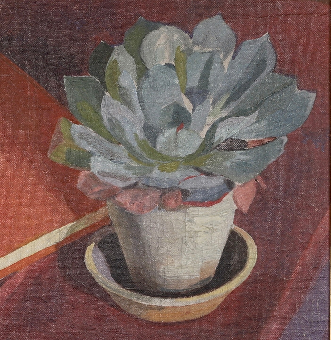 Vintage Art Room Mid Century Still Life Oil Painting From Sweden