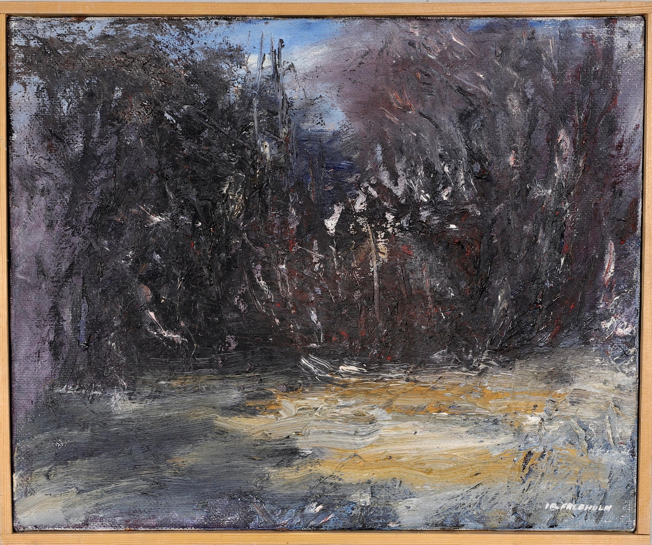 Mid Century Vintage Landscape Oil Painting From Sweden