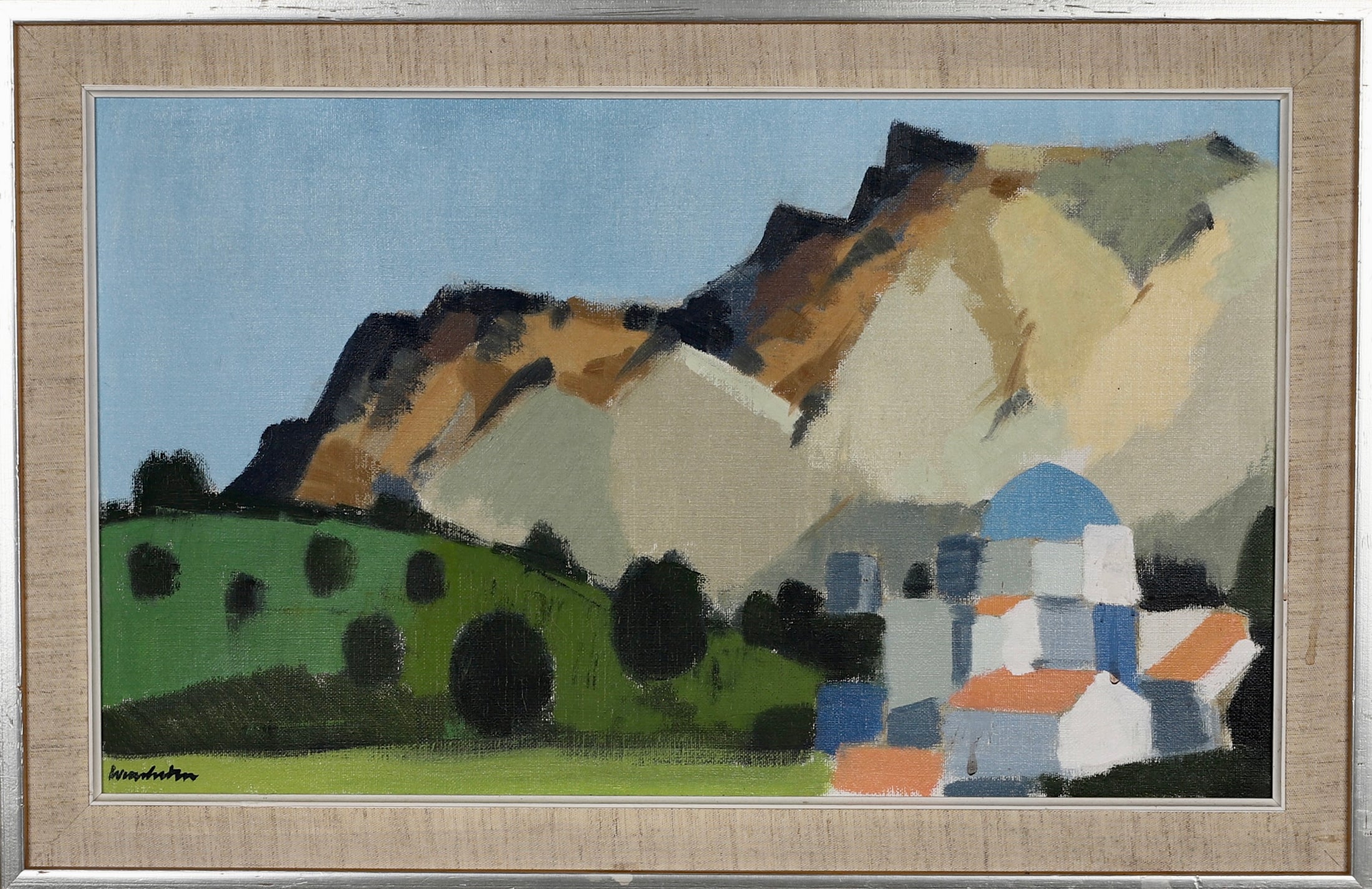 Vintage Art Room Mid Century Original Oil Painting from Sweden