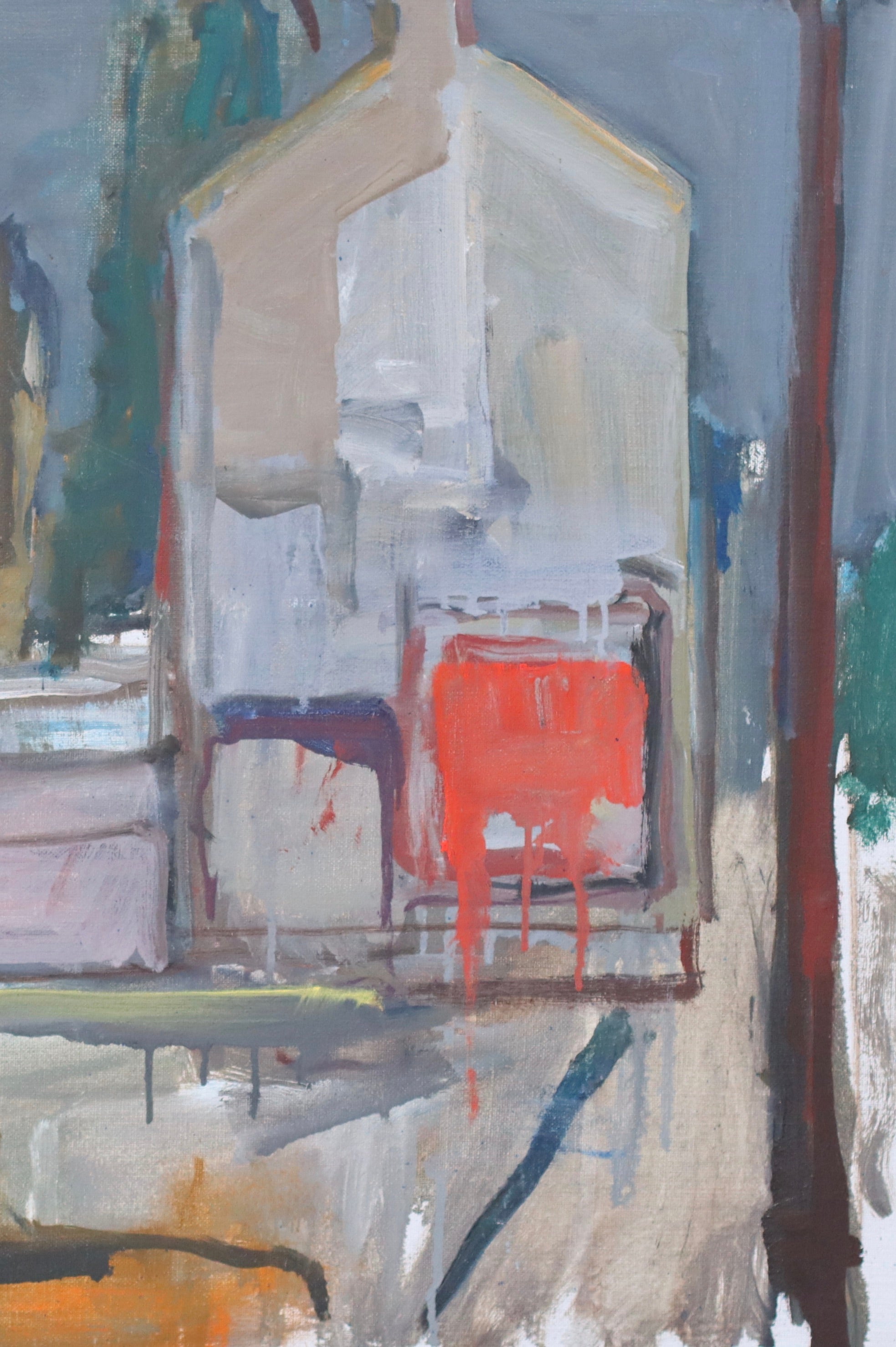 Vintage Cityscape Oil Painting From Sweden Signed Cary