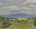 Load image into Gallery viewer, Mid Century Haystack Oil Painting From Sweden 1949

