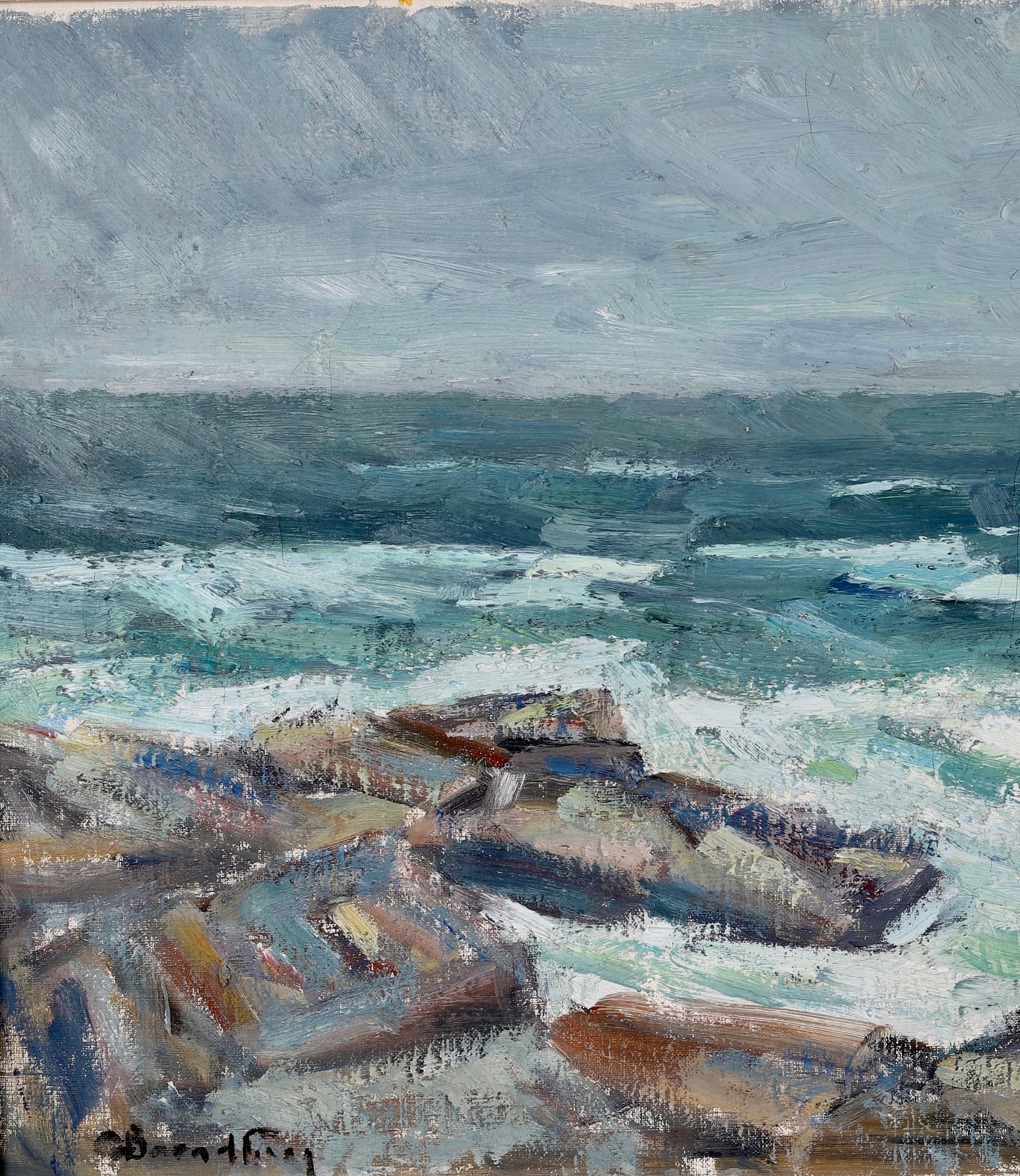Original Vintage Seascape Oil Painting By C Berndtsson Sweden
