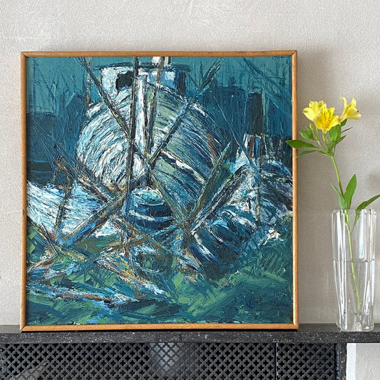Mid Century Original Oil Painting From Sweden by K Christensen