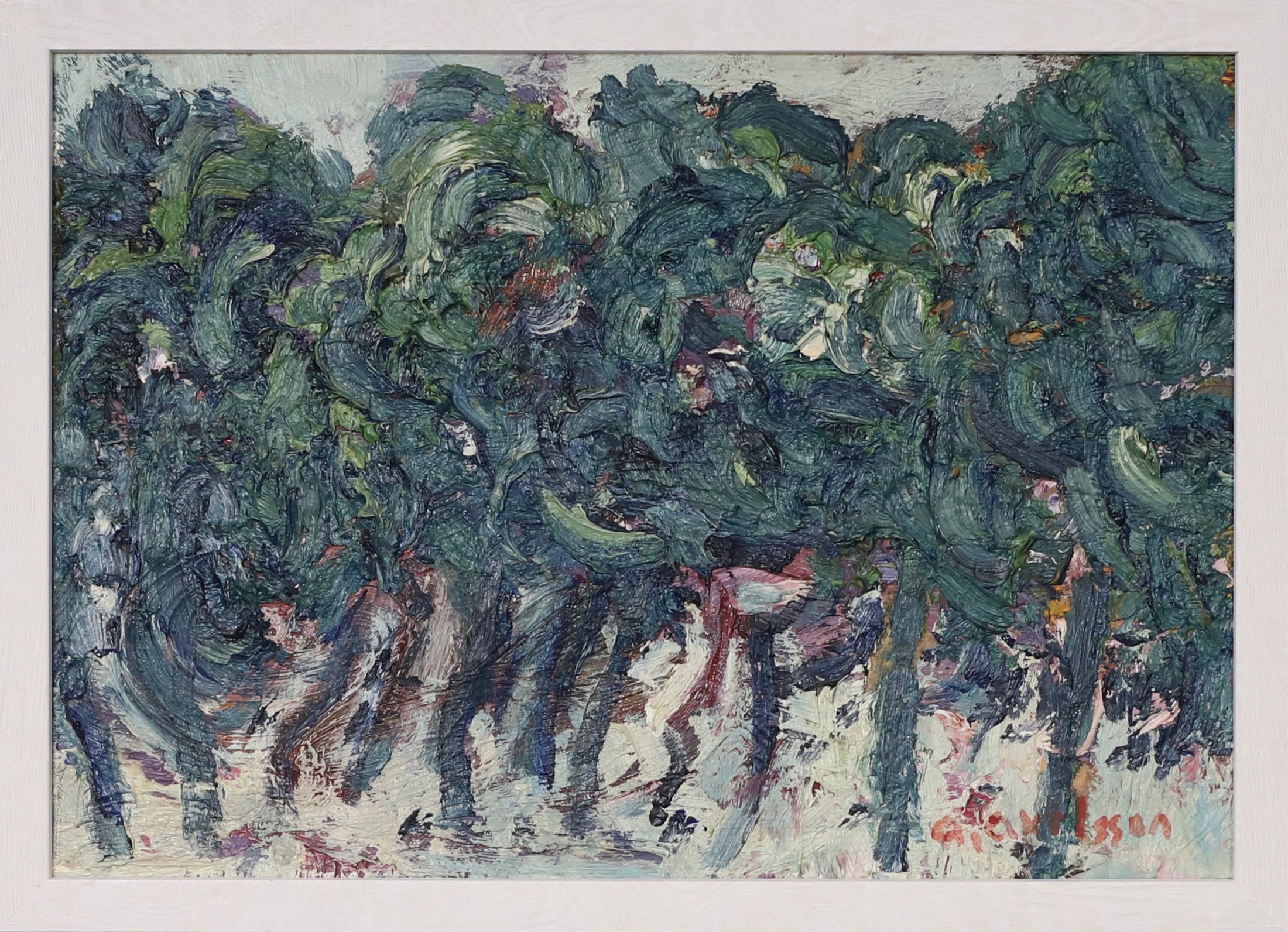 Mid Century Vintage Landscape in Heavy Impasto From Sweden