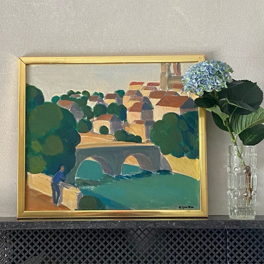 Mid Century Original Oil Painting From Sweden By E Elfwen