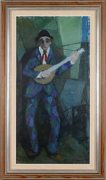 Mid Century Original Clown Oil Painting From Sweden