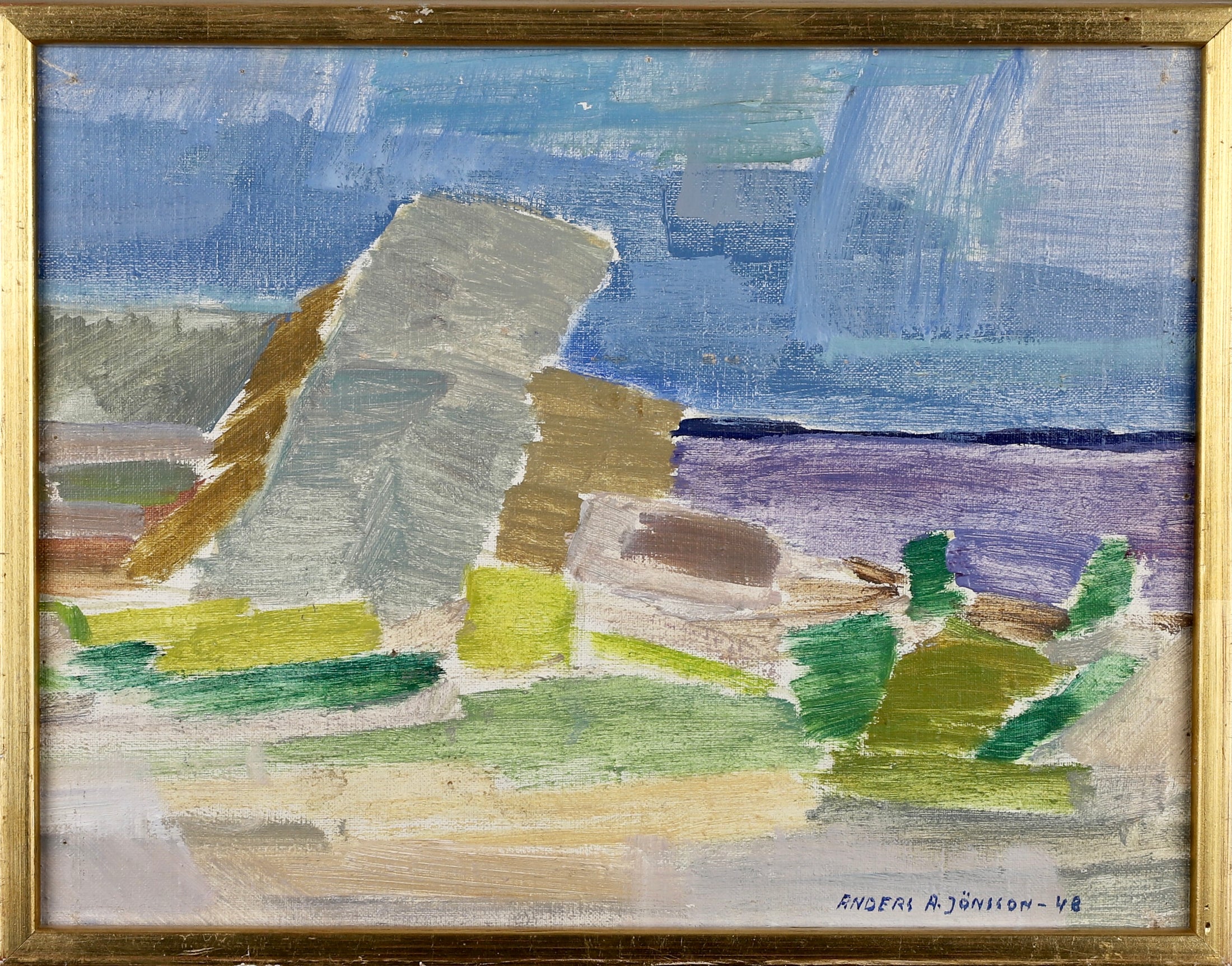 Vintage Mid Century Oil Painting By A A Jönsson Sweden 1948