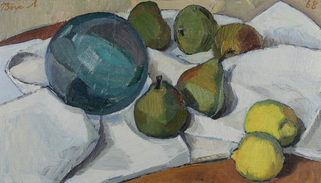 Mid Century Still Life Oil Painting from Sweden By Börje A 1968