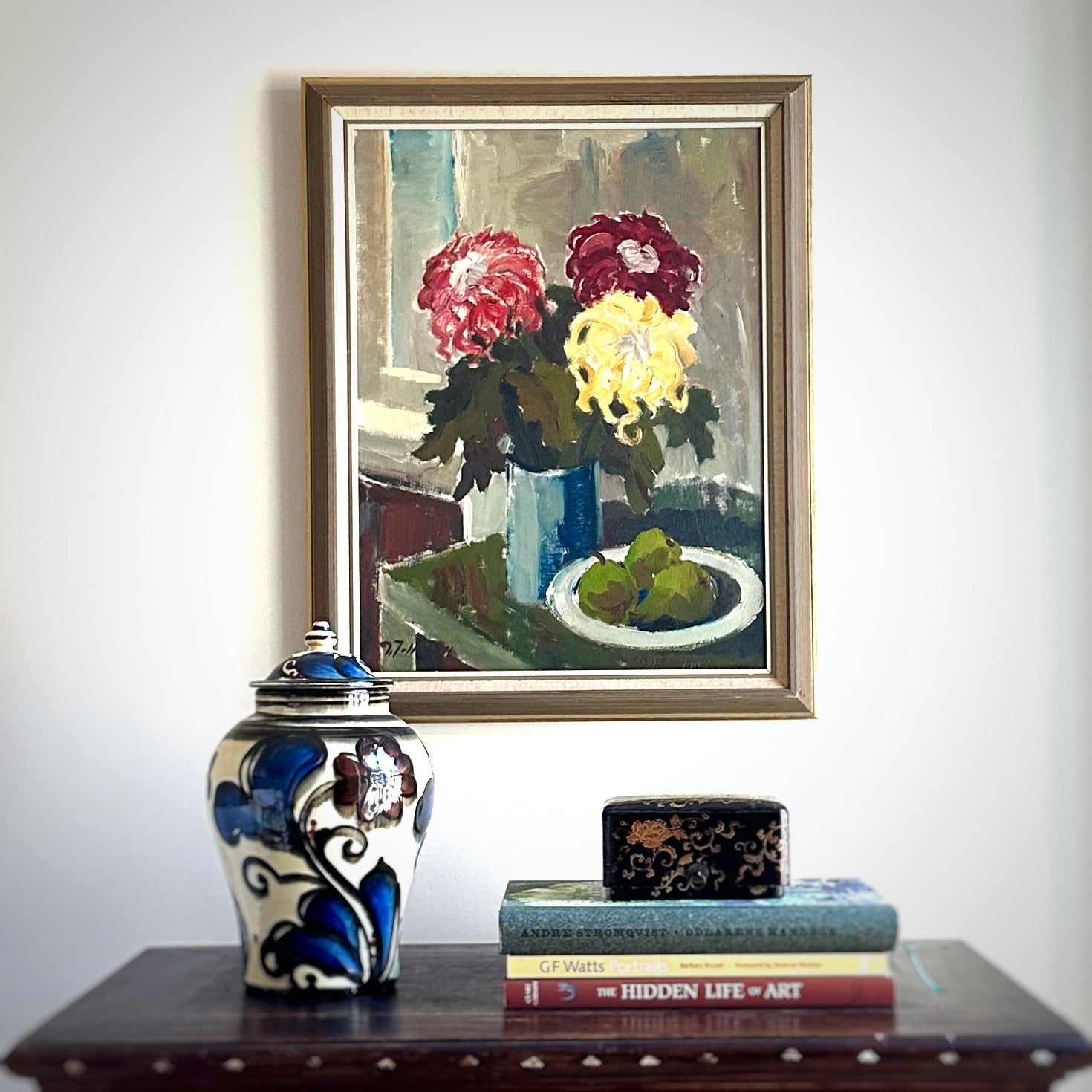 Original Vintage Art Still Life Oil Painting from Sweden