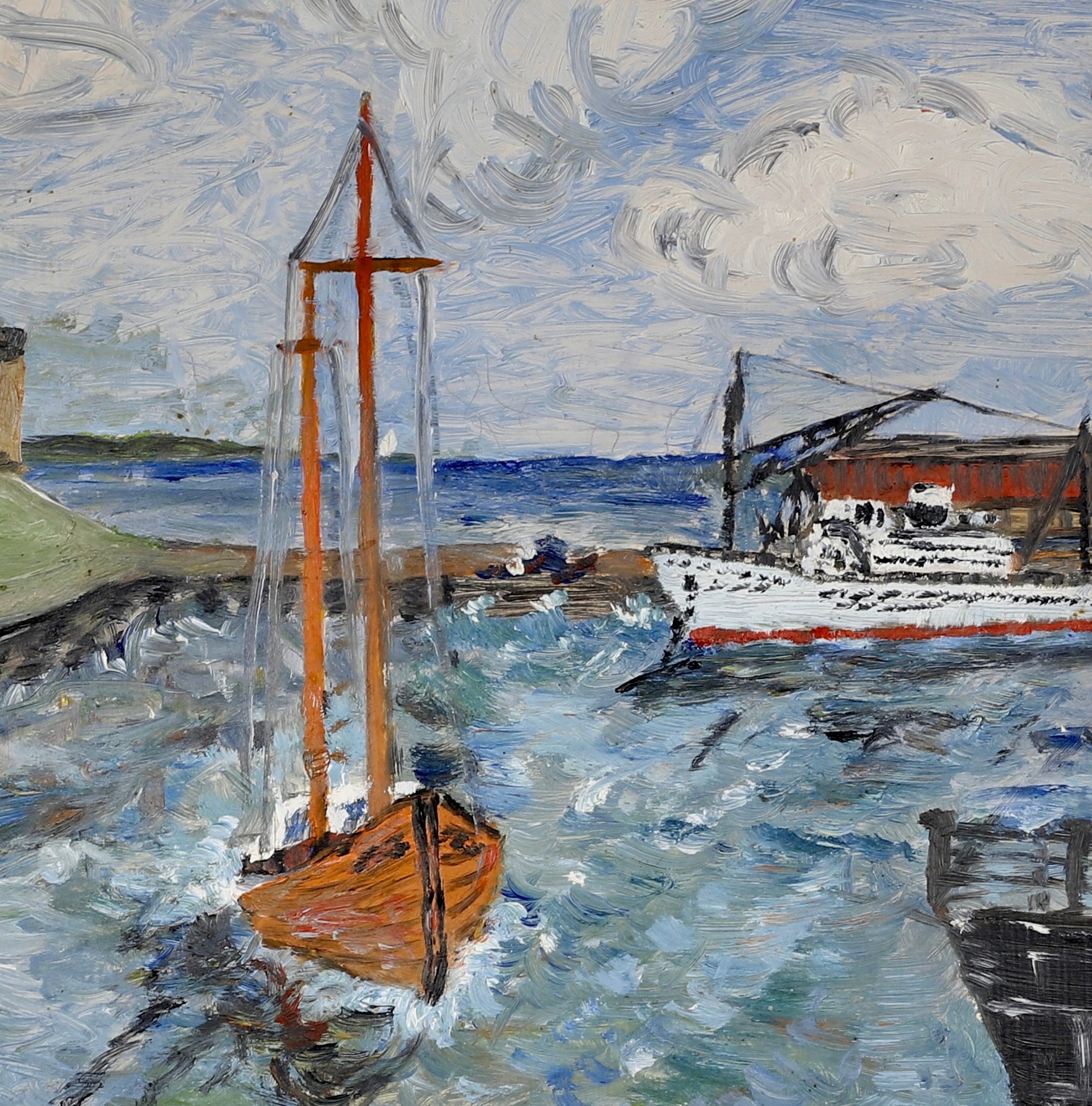 Mid Century Original Oil Painting From Sweden From 1958